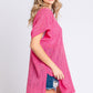 GeeGee Give Me My Hot Pink Short Sleeve Side Slit Knit Cover Up Dress