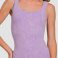 Zenana Chance Of Sun Ribbed Scoop Neck Tank in Lavender