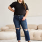 RFM Dylan Tummy Control Distressed High Waist Raw Hem Crop Jeans