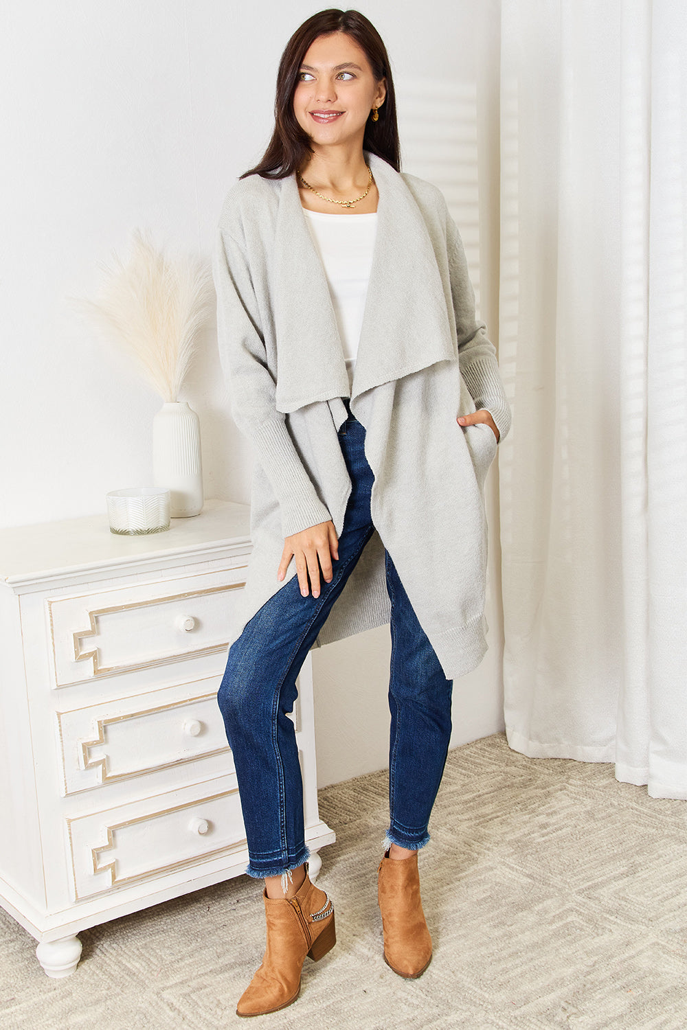 Angel Wings Taste of Fall Open Front Duster Cardigan with Pockets
