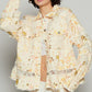 POL Dreams Come True Raw Hem Lace Patch Flounce Sleeve Jacket in Pastel Yellow