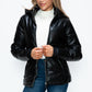 How Dare U Embrace The Chill Pocketed Zip Up Puffer Jacket with Removable Hood in Black