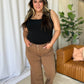 RFM Dawn High Rise Garment Dye Wide Leg Jeans in Coffee