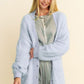 Davi & Dani Ribbed and Ready Ribbed Hem Button Up Long Sleeve Cardigan