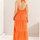 HYFVE Perfect Paradise Halter Neck Cover Up Maxi Dress in Orange