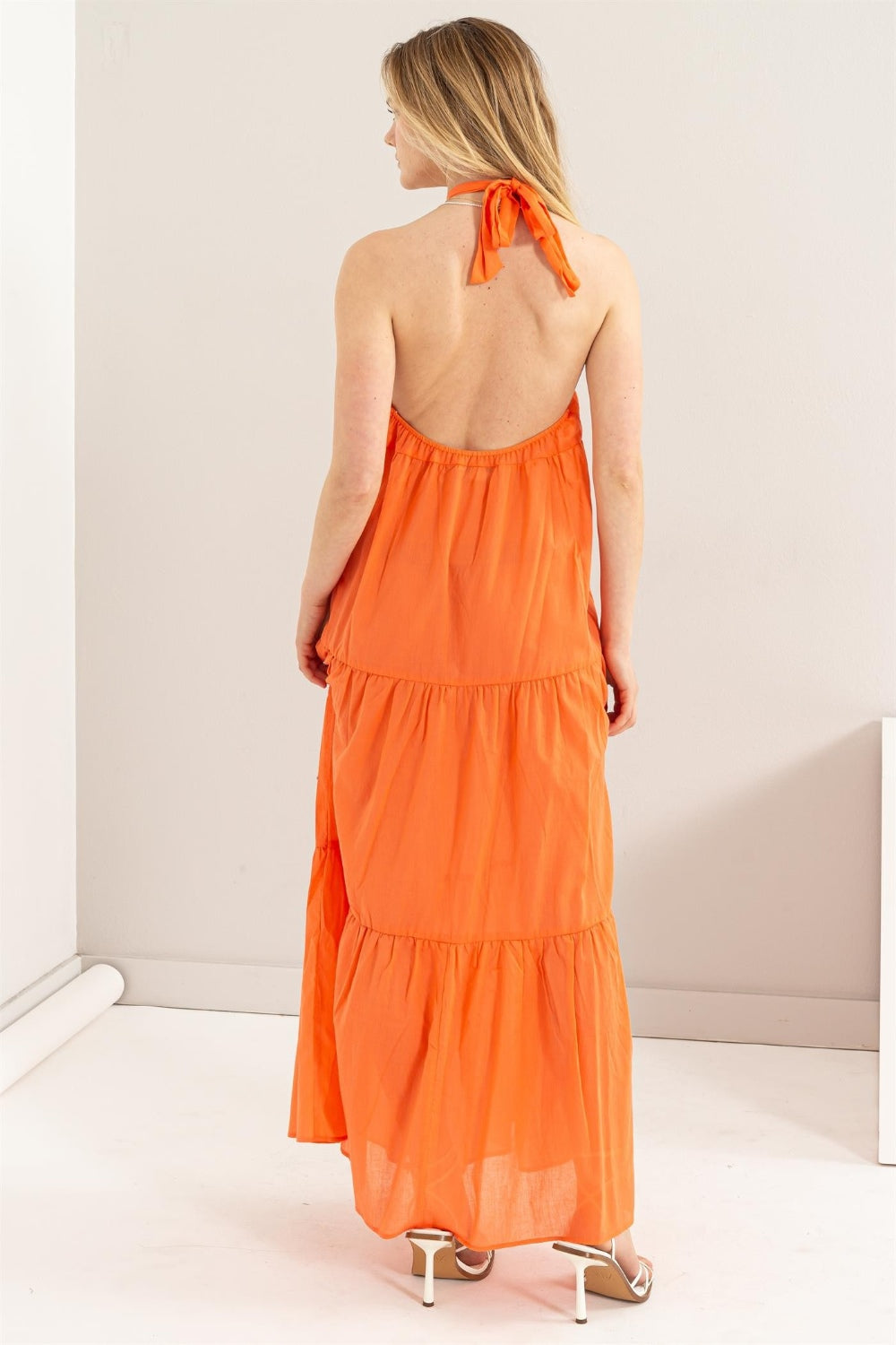 HYFVE Perfect Paradise Halter Neck Cover Up Maxi Dress in Orange