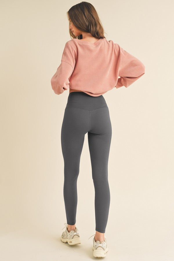 Yelete Conquer The Cold Fleece Lined High Waisted Leggings in Gray