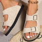 Sitting Seaside PU Leather Buckle Sandals