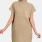 Zenana I'm Ready Short Sleeve Sweater Mini Dress in Camel