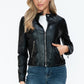 Snobbish Biker Babe PU Leather Zip Up Jacket with Pockets in Black