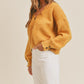 MABLE Buttoned Up Long Sleeve Button Down Sweater Cardigan in Mustard
