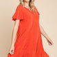 Culture Code Saving You Time Short Sleeve Ruffled Asymmetric Hem Dress in Scarlet