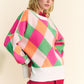 Davi & Dani Enchant Exposed Seam Color Block Dropped Shoulder Sweater