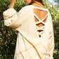 POL Feeling Happy Back Cross Strap Detail Balloon Sleeve Sweatshirt in Cream Milk