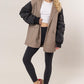HYFVE Elevation Herringbone Mixed Media Contrast Long Sleeve Blazer