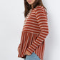 Be Stage Stripes and Sweetness Drawstring Striped Babydoll Hoodie