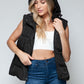 Snobbish Cute and Cozy Snap and Zip Closure Hooded Vest in Midnight/ Black