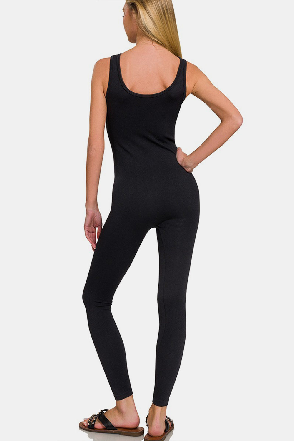 Zenana I Decide My Vibe Ribbed Bra Padded Sports Seamless Jumpsuit