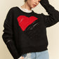 Davi & Dani Heartfelt Vibes Contrast Heart Dropped Shoulder Sweater
