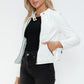 Snobbish Embrace The Day Faux Leather Zip Up Drawstring Hooded Jacket in White