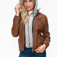 YMI Hooded and Happy Removable Faux Layered Multi-Pocket Jacket with Fuzzy Hood in Rust