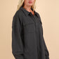 VERY J I'm Covered Button Down Textured Knit Shacket in Charcoal