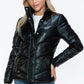 Snobbish Puffer Love Pocketed Zip Up Turtleneck Puffer Jacket in Black