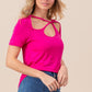 BiBi Shine Bright Cutout Asymmetrical Neck Short Sleeve T-Shirt