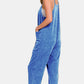 Zenana Oh Hey Funday Washed Spaghetti Straps Overalls with Pockets in Classic Blue