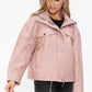 How Dare U My Favorite Layer Drawstring Hem PU Leather Zip Up Jacket in Mauve