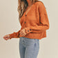 MABLE Buttoned Up Long Sleeve Button Down Sweater Cardigan in Rust
