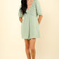 VERY J Date Night Lace Detail Puff Sleeve Romper with Pockets in Sage