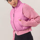 HYFVE Puff It Up Leather Zip Up Cropped Puffer Vest in Rose Pink