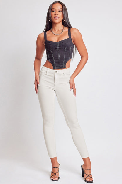 YMI Jeanswear Alayna Hyperstretch Mid-Rise Skinny Jeans in Vanilla Cream