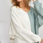 BiBi Unleash Cozy Twist Front Contrast Cable Knit Top