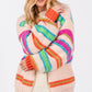 SAGE + FIG Color Me Happy Rainbow Striped Open Front Knit Cardigan