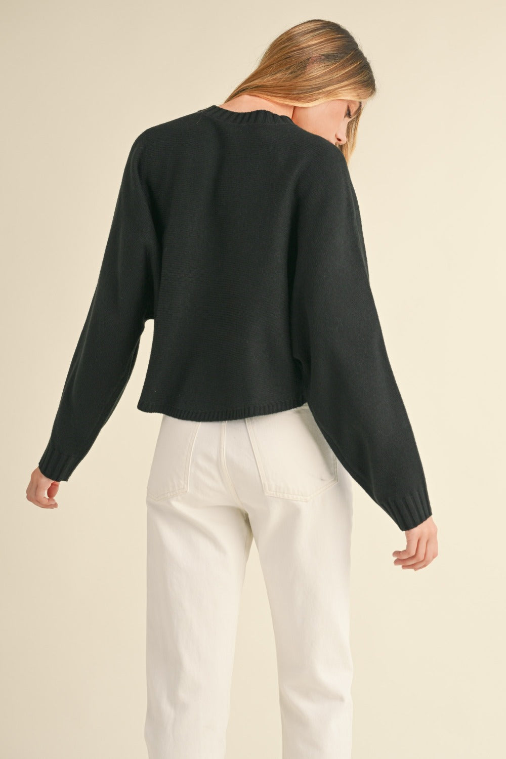 Mable Dolman Days Cropped Sweater in Black