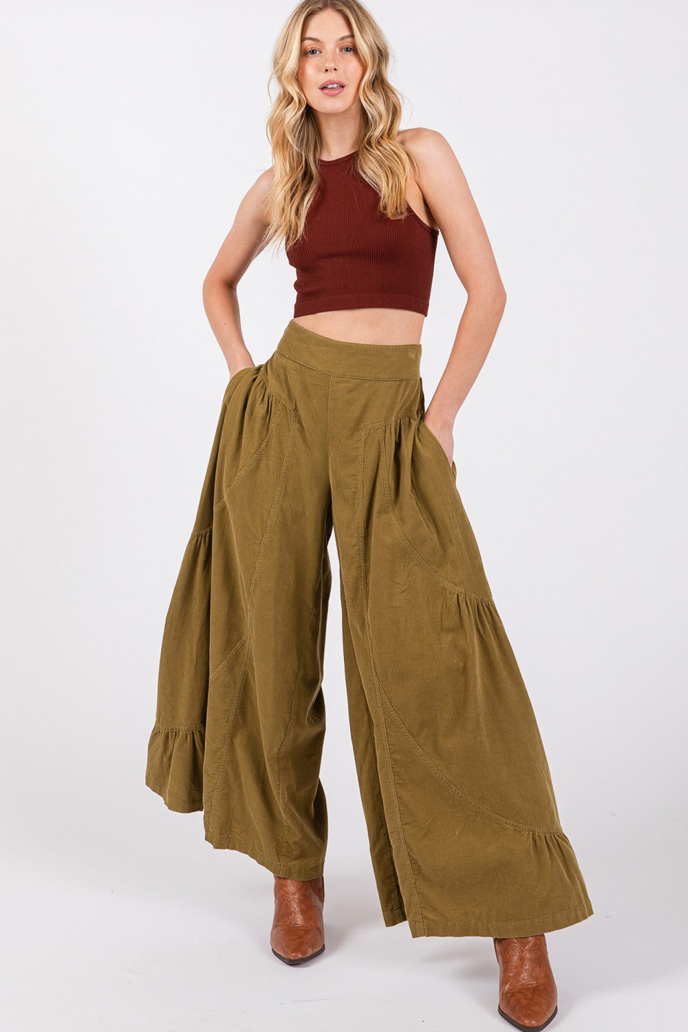 SAGE + FIG Spice & Everything Nice High Rise Corduroy Wide Leg Pants