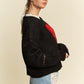 Davi & Dani Heartfelt Vibes Contrast Heart Dropped Shoulder Sweater