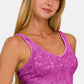 Zenana The Right Track Washed Ribbed Cropped V-Neck Tank in Light Plum