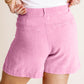 HYFVE Brunch Date High Waist Pleated Linen Shorts in Pink
