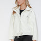 How Dare U My Favorite Layer Drawstring Hem PU Leather Zip Up Jacket in White