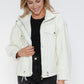 How Dare U My Favorite Layer Drawstring Hem PU Leather Zip Up Jacket in White