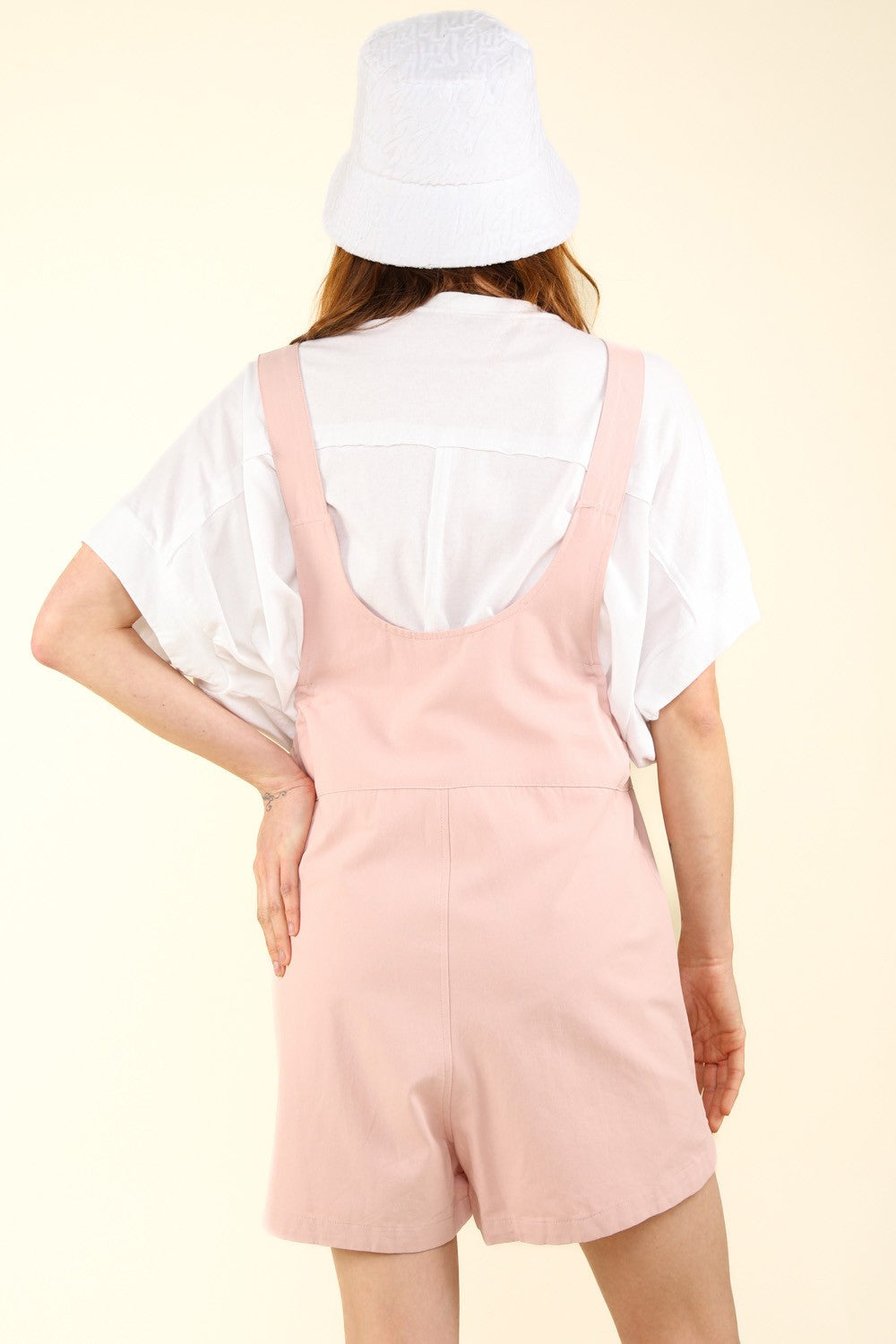 VERY J But There's More Adjustable Waist Suspender Overalls with Pockets in Pink