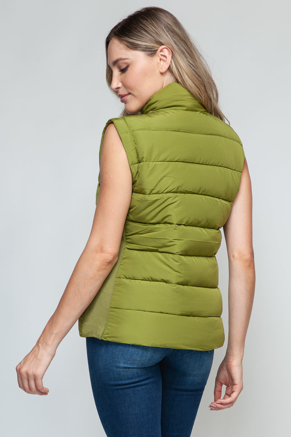 Snobbish Feeling Snug Zip Up Turtleneck Vest with Pockets in Cardamom Seed