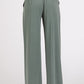 Mittoshop Living for the Flow Stretch Banded Waist Wide Leg Pants with Pockets in Army Green