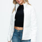 How Dare U Embrace The Chill Pocketed Zip Up Puffer Jacket with Removable Hood in White