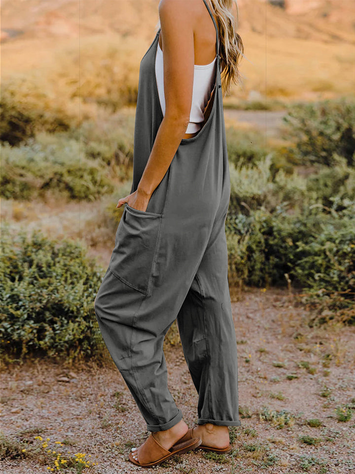 Double Take The Hot Shots Sleeveless V-Neck Pocketed Jumpsuit