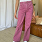 RFM Raelene High Rise Garment Dye Wide Leg Jeans in French Rose