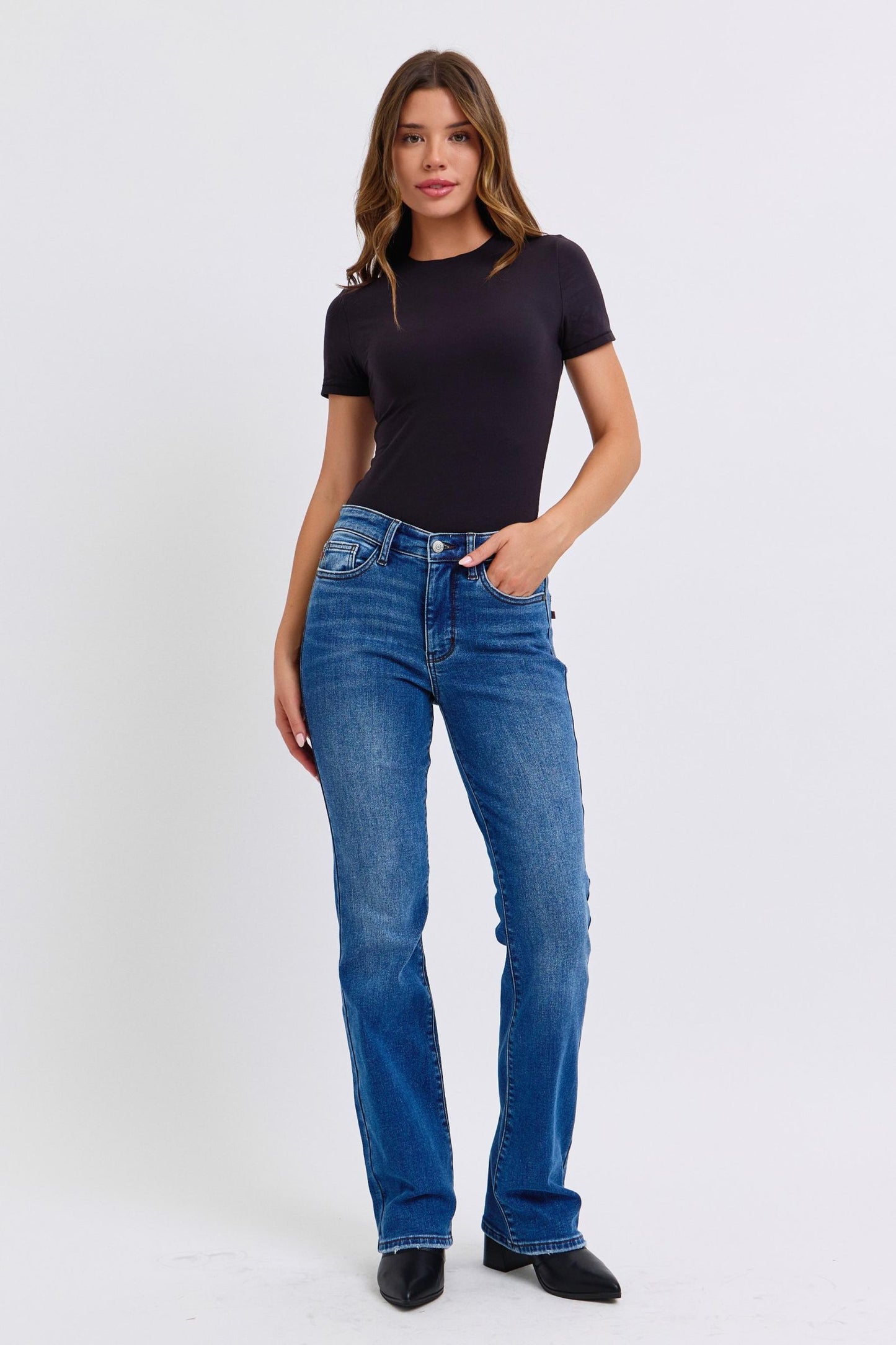 Judy Blue Bianca Run Mid-Rise Bootcut Jeans with Thermal Lining